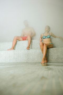 Couple relaxing in a hammam
