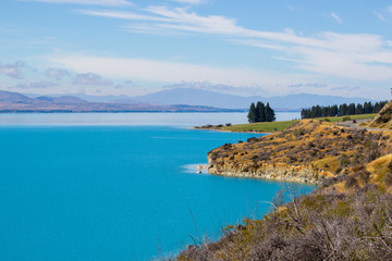 turquoise water of lake Pukaki, New Zealand
