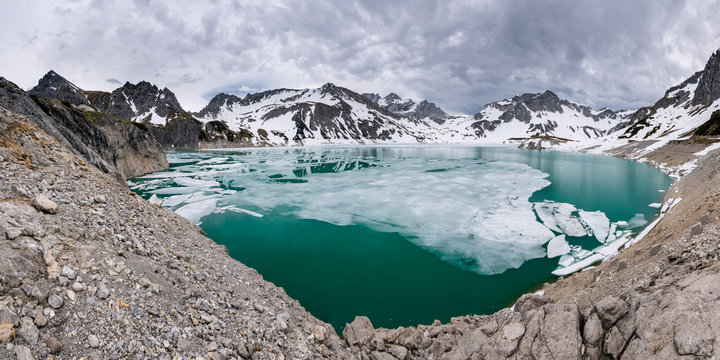 Ice floes at Luener Lake, Austria