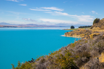 turquoise water of lake Pukaki, New Zealand