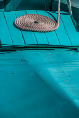 détail de bateau bleu