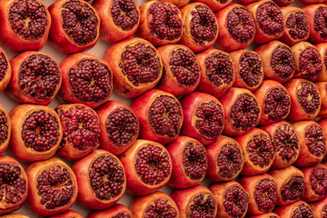 Eastern market counter garnet tropic fruit background 