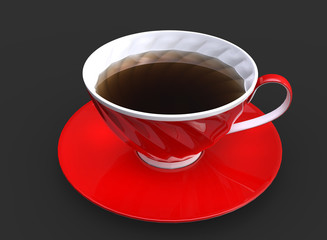 Cup of tea - red cup with white inside and details