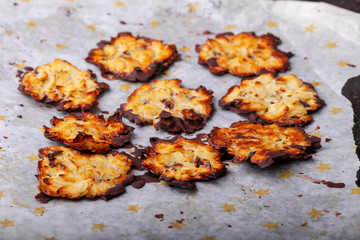 home made florentiner cookies on baking paper
