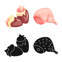 Isolated object of product and poultry logo. Collection of product and agriculture vector icon for stock.