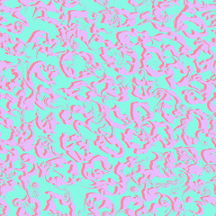 Abstract floral vector seamless pattern with pink ornaments on blue background.