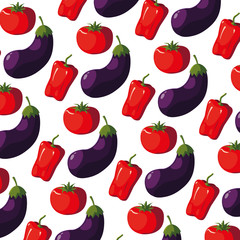 Isolated eggplant and tomato background vector design