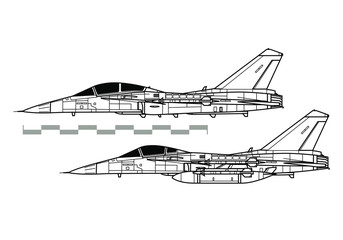 AIDC F-CK-1 Ching-kuo. Outline vector drawing