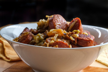 Polish Kielbasa Potatoes Onions and Peppers