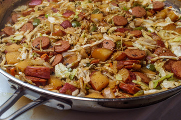 Polish Kielbasa Potatoes Onions and Peppers