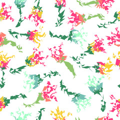 Doodle vector seamless floral pattern with white background.