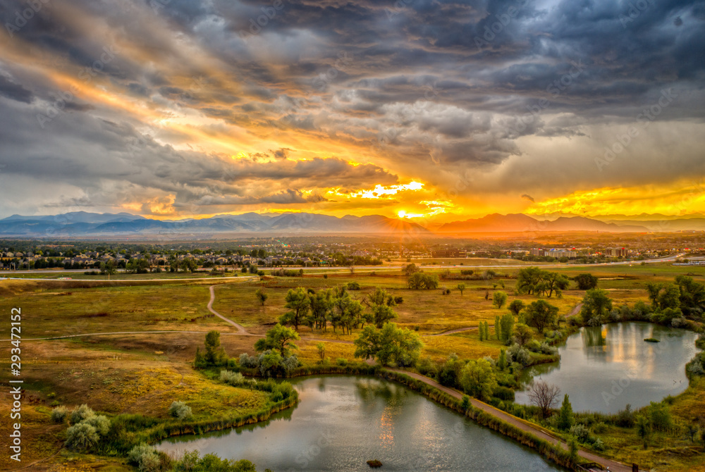 Wall mural Aerial of sunset over Westminster Colorado