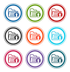 Upload files icon flat round buttons set illustration design