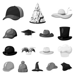Isolated object of hat and helmet symbol. Collection of hat and profession stock symbol for web.