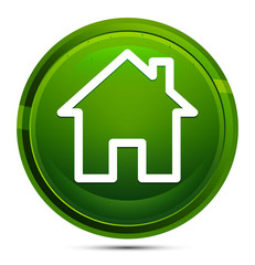 Home icon glassy green round button illustration