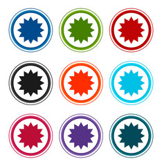 Star badge icon flat round buttons set illustration design