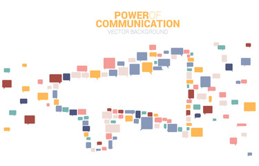 Big Megaphone from small bubble speech icon. Concept for power of comment and communication.