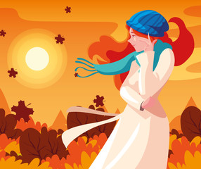 Obraz na płótnie Canvas Woman in autumn vector design