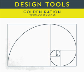 Vector Illustration of Golden Ration and the Fibonacci Spiral. Useful Tool for any Graphic Designer. Graphic Tutorial, which shows the Method of Creating a Gold Spiral Perfect for Logo Design. - Vecto