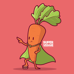 Super Carrot vector illustration. Healthy food, organic, vegetable design concept