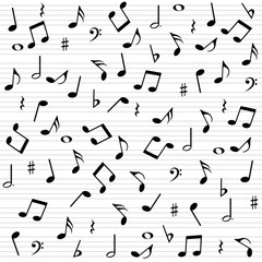 Music notes pattern, vector illustration.