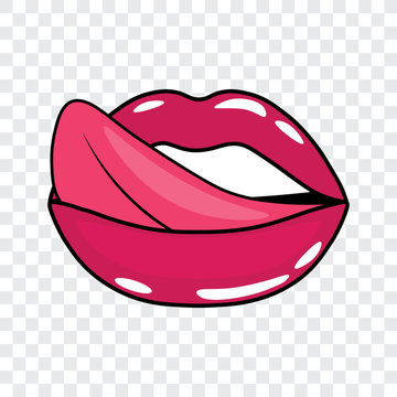Pink lips and tongue, vector illustration.