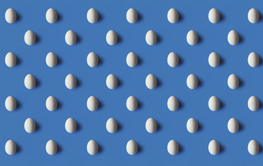 Seamless pattern of a white egg, isolated on a blue background
