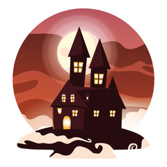 Isolated halloween castle vector design icon