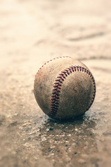 A baseball on a school playground.