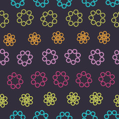 Beautiful colorful geometric flowers on a dark grey background