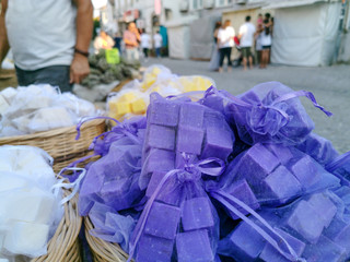 purple cube hand made soaps top view at the touristic bazaar