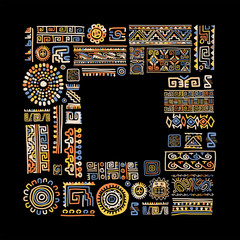 Ethnic handmade ornamental frame design with place for your text