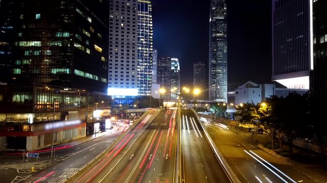 Timelapse of Traffic in Hong Kong at night