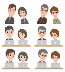 ビジネスマンとビジネスウーマンの表情のイラスト