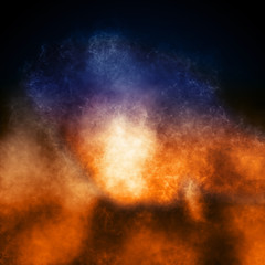 Smoke background orange and blue lights 
