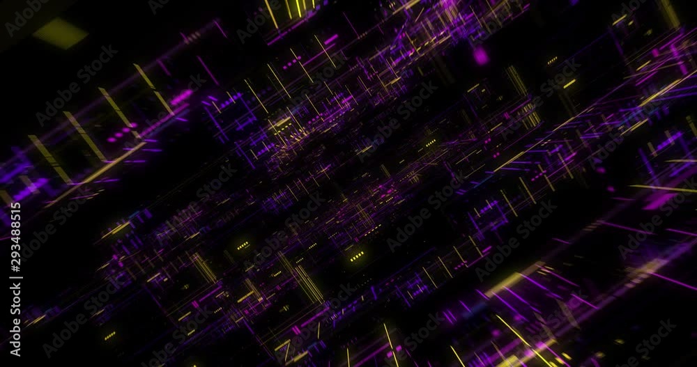 Poster seamless loop of abstract matrix hologram digital data flow. fly through time and space, warp throug