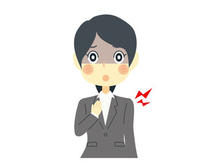 青ざめる女性　苦痛　心配