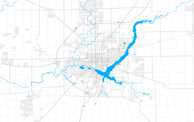 Rich detailed vector map of Decatur, Illinois, USA