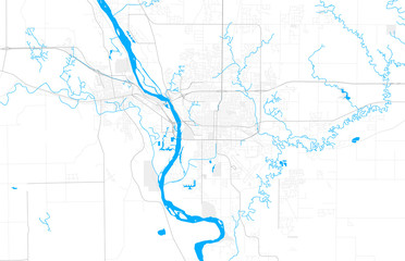 Rich detailed vector map of Bismarck, North Dakota, USA