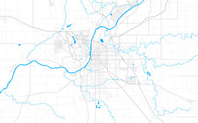 Rich detailed vector map of Lafayette, Indiana, USA