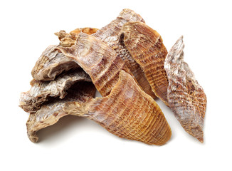 Dry young bamboo shoot on white background