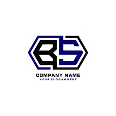 Obraz premium BS initial letters looping linked hexagon elegant logo color blue, black, yellow