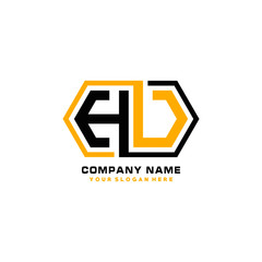 HV initial letters looping linked hexagon elegant logo color blue, black, yellow