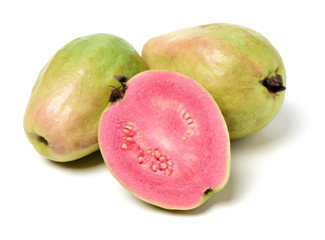 Pink guava isolated on white background
