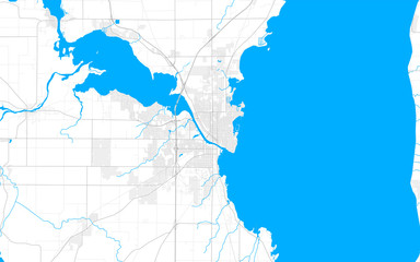 Rich detailed vector map of Oshkosh, Wisconsin, USA
