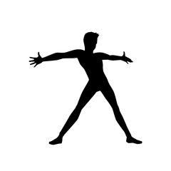 black silhouette of a dancing man on white background. A male street dance hip hop dancer. Vector isolated man for logo, sticker, logotype, icon, banner, poster. Illustration for dance studio