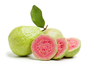 Pink guava isolated on white background