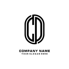 Initial Letter CD Linked Rounded Design Logo, Black color. feminine outline logo design