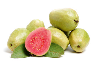 Pink guava isolated on white background