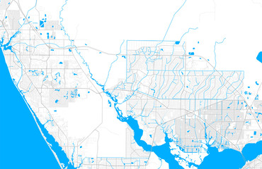 Rich detailed vector map of North Port, Florida, USA